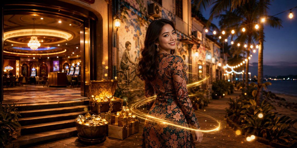 Suasana kasino di Penang dengan corak batik tradisional